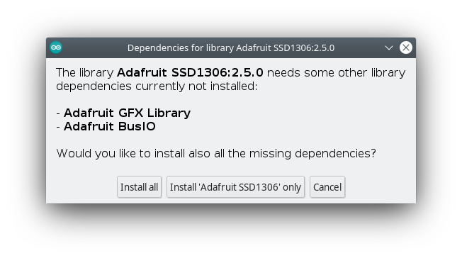 Adafruit SSD1306 library dependencies